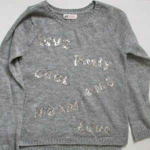 Girls H&M Acrylic Sweater Sequined Inspiring Words Sequins Size 10 12 10-12Y